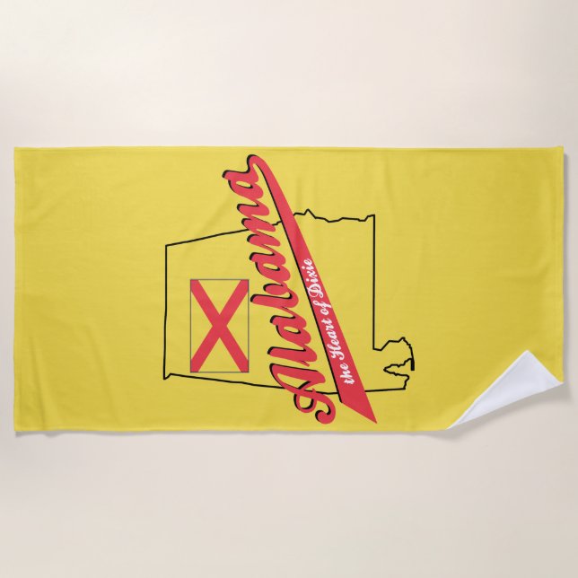 Toalla De Playa Alabama Corazón de Dixie (Anverso)