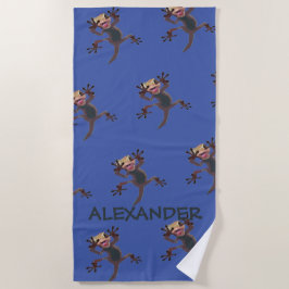 Toalla De Playa Alarmante Gracioso Gecko Lizard Nombre personaliza