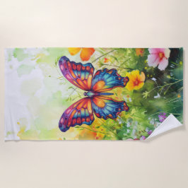 Toalla De Playa Alas Naranjas azules de mariposa