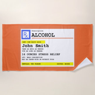Toalla De Playa Alcohol de prescripción personalizada Humorístico