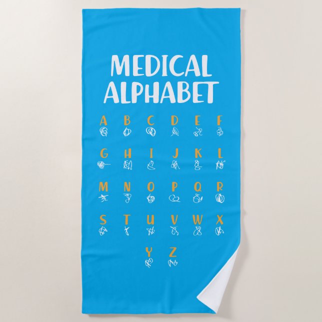 Toalla De Playa Alfabeto Médico (Anverso)