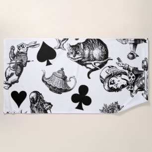 Toalla De Playa Alice White Rabbit Wonderland Cheshire Cat