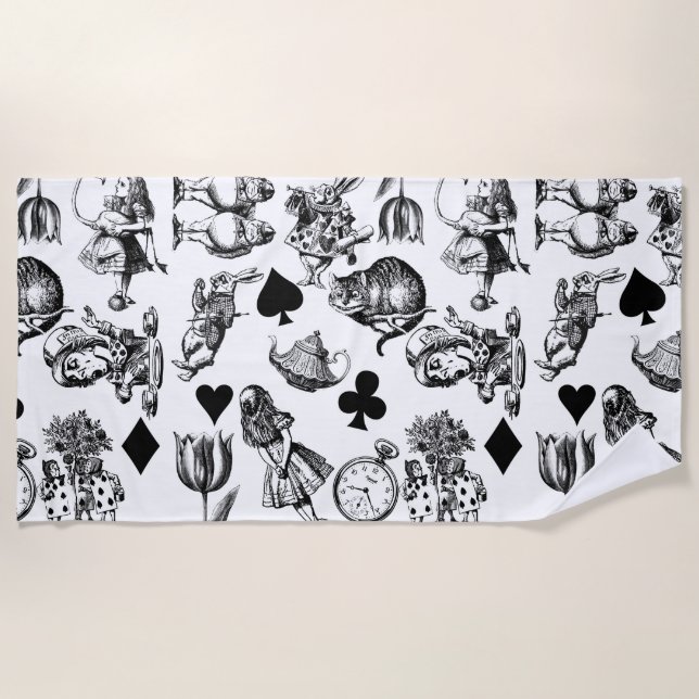 Toalla De Playa Alice White Rabbit Wonderland Classic (Anverso)