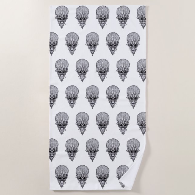 Toalla De Playa Alien Face , reconstrucción facial de cráneo afric (Anverso)