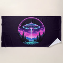 Toalla De Playa Alien Spaceship Retro Futurista