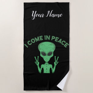 Toalla De Playa Alienígena Verde Que Vengo En Paz OVNI Extraterres