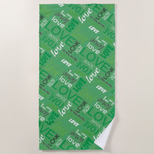 Toalla De Playa Alive Green Gallery Love Words Art