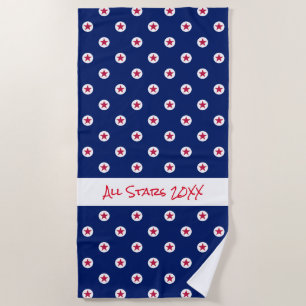 Toalla De Playa All Stars Sports Personalizado Team Year Red White