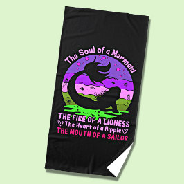 Toalla De Playa Alma retro vintage de sol de una sirena