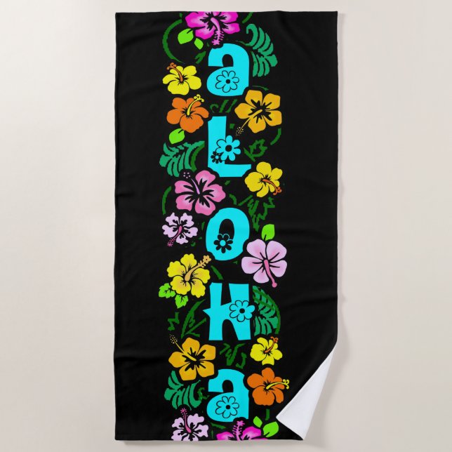 Toalla De Playa Aloha con flores (Anverso)