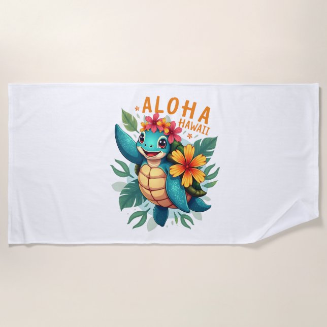Toalla De Playa Aloha Hawaii-Shirt Mujeres Chicas de tortugas mari (Anverso)