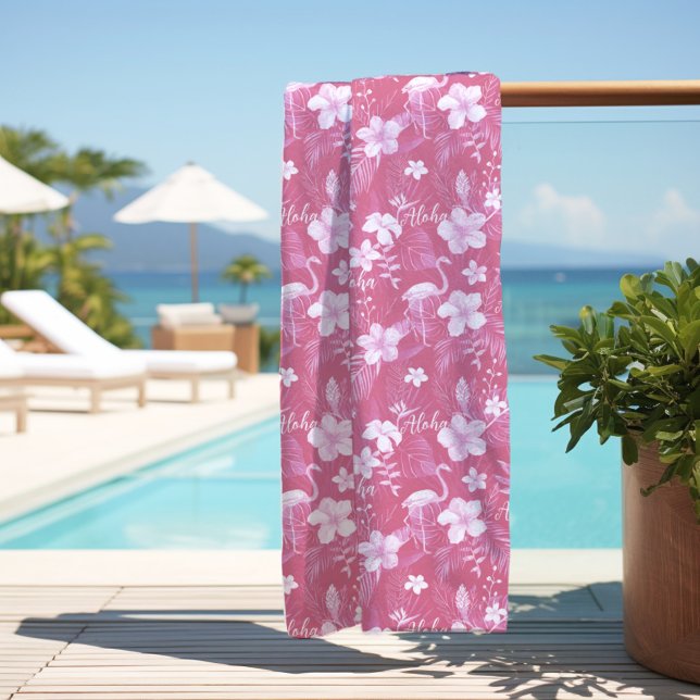 Toalla De Playa Aloha Pink Flamingo (Subido por el creador)