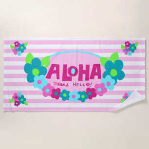 Toalla De Playa Aloha significa Hola Floral hawaiana - Rosa