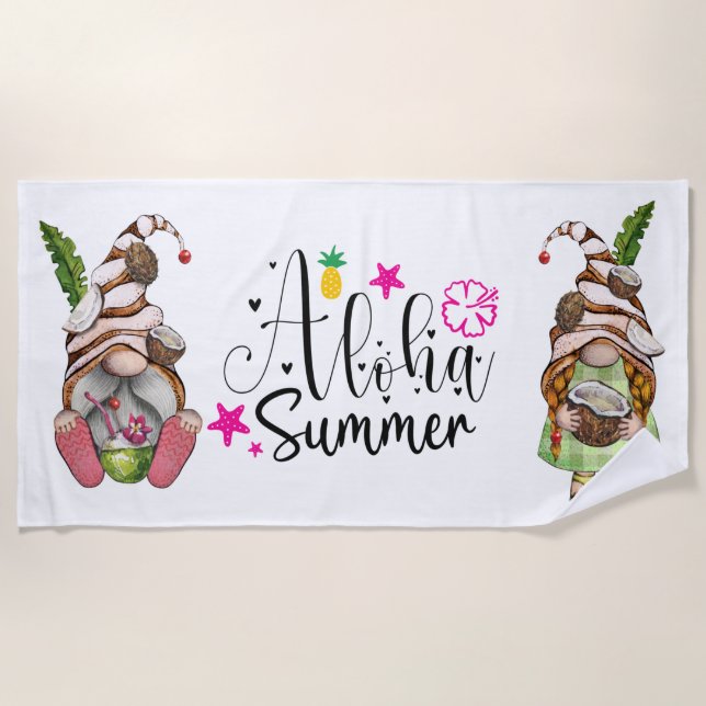 Toalla De Playa Aloha Summer Gnomes (Anverso)