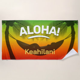 Toalla De Playa ALOHA Tropical Palm and Sunset