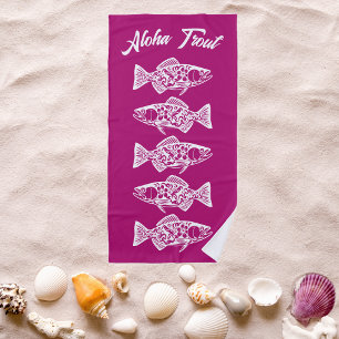 Toalla De Playa Aloha Trout-Blue Hawaiian Pink