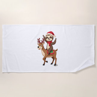 Toalla De Playa Alpaca Sloth Christmas (4)