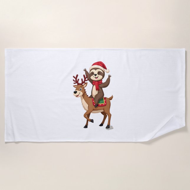 Toalla De Playa Alpaca Sloth Christmas (4) (Anverso)