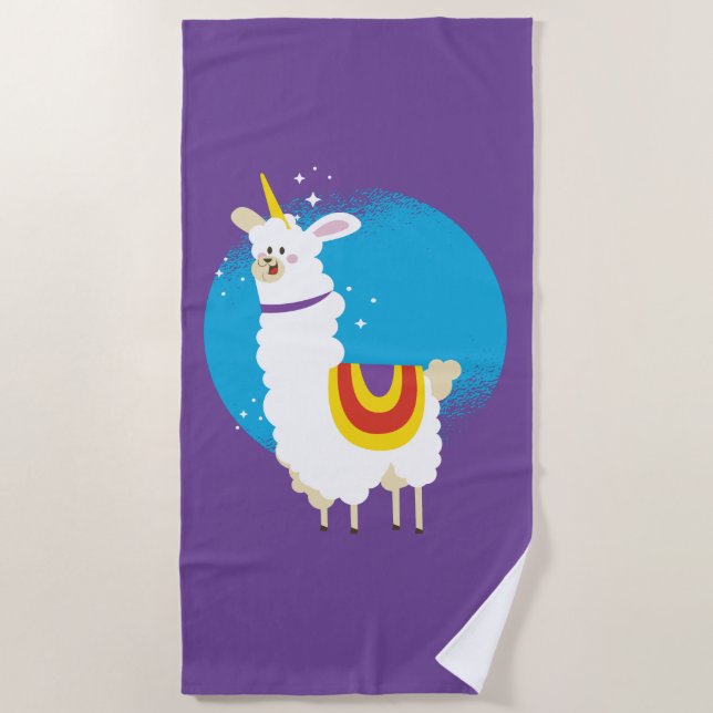 Toalla De Playa Alpaca Unicorn (Anverso)