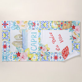 Toalla De Playa Amalfi Coast Capri Blue Tiles Wedding