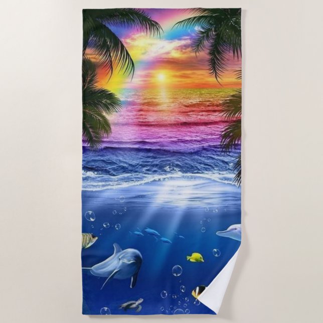 Toalla de playa Amanecer en el Océano (Anverso)