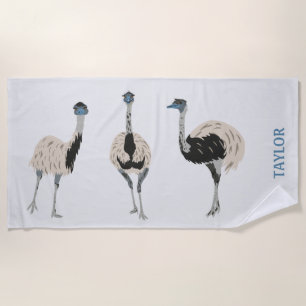 Toalla De Playa Amantes de las aves de Emus Personalizados
