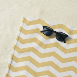 Toalla De Playa Amarillo pastel zig zag franja geométrica