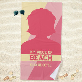 Toalla De Playa Amarillo rosa mi pieza de playa geométrica moderna