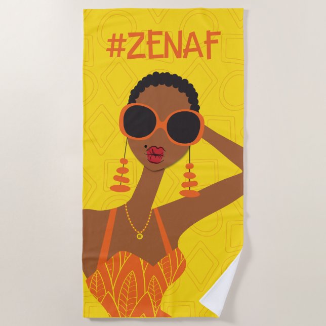 Toalla De Playa Amarillo y naranja #zenaf (Anverso)