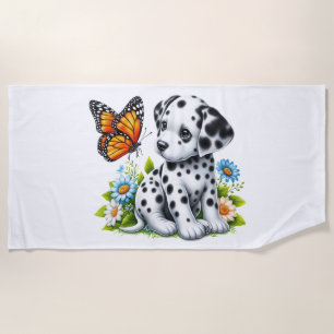 Toalla De Playa Amigos de Cute Dalmatian/Butterfly