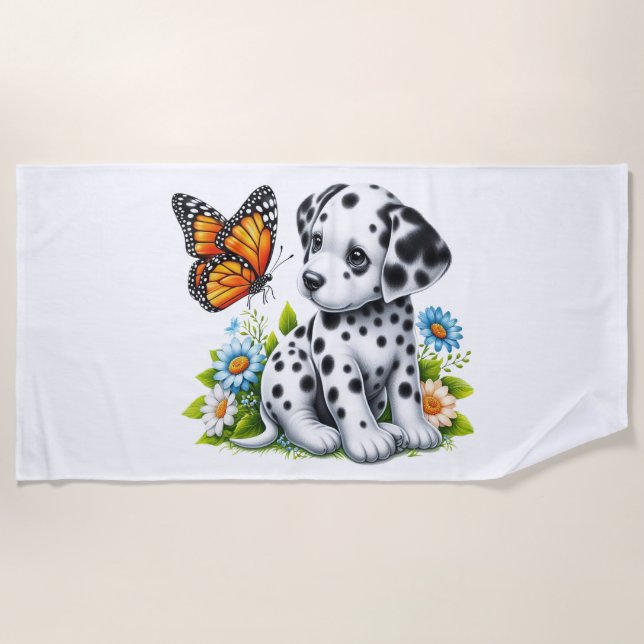 Toalla De Playa Amigos de Cute Dalmatian/Butterfly (Anverso)