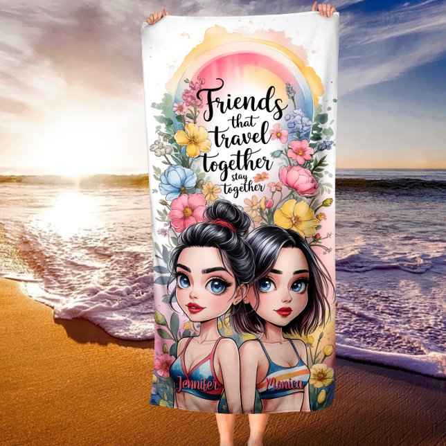 Toalla De Playa Amigos Que Viajan Juntos Permanecen Juntos Persona (Subido por el creador)
