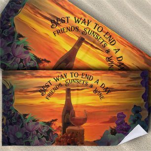 Toalla De Playa Amigos, Sunsets & Wine 2584