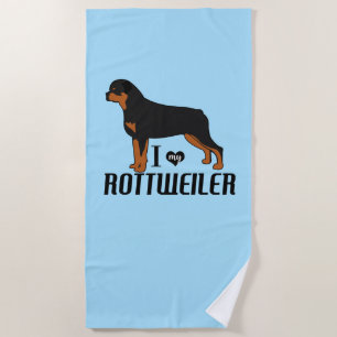 Toalla De Playa Amo A Mi Perro Rottie Rottweiler