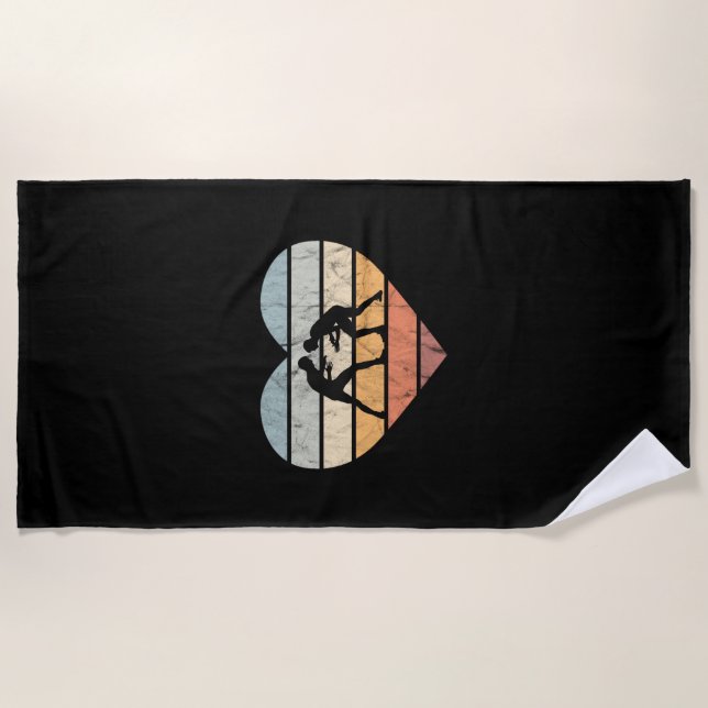 Toalla De Playa Amo la lucha libre corazón retro (Anverso)