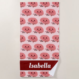 Toalla De Playa Amo Mi Cerebro - Cerebro sonriente lindo