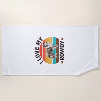 Toalla De Playa Amo mi diseño de perro Collie vintage alborotador_