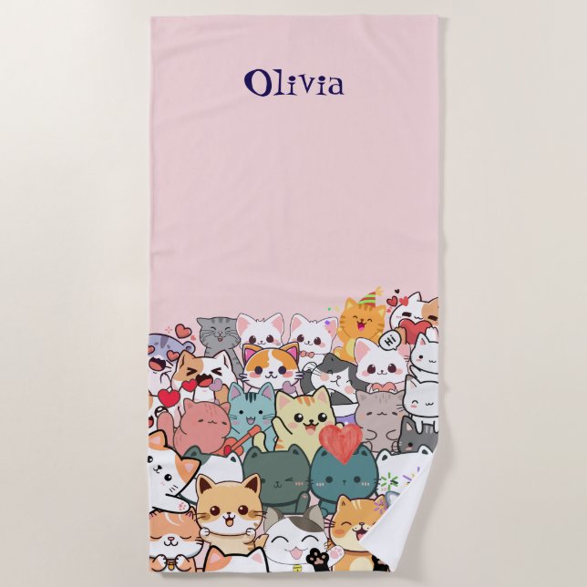 Toalla De Playa Amor de gato  (Anverso)