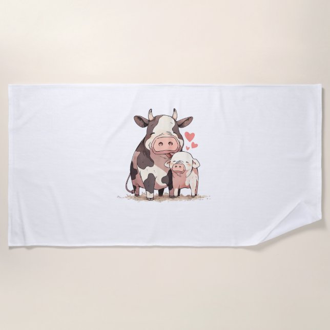 Toalla De Playa Amor de vaca y cerdo (Anverso)