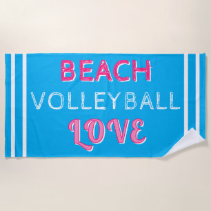 Toalla De Playa Amor de voleibol de playa rosa azul
