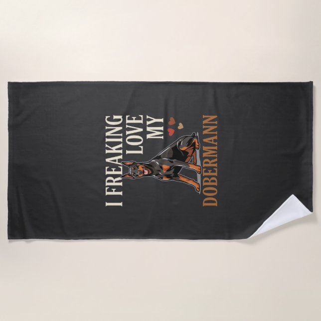 Toalla De Playa Amor Dobermann Amante Perros (Anverso)