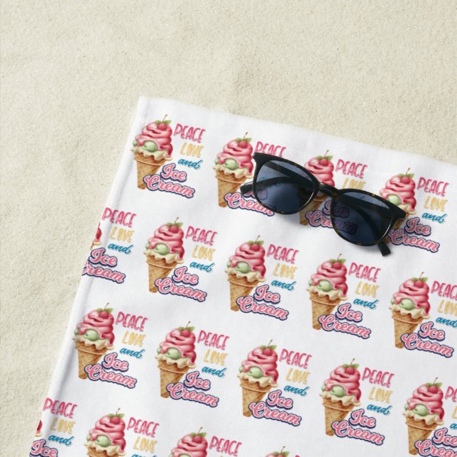 Toalla De Playa amor por la paz y helado (In situ)