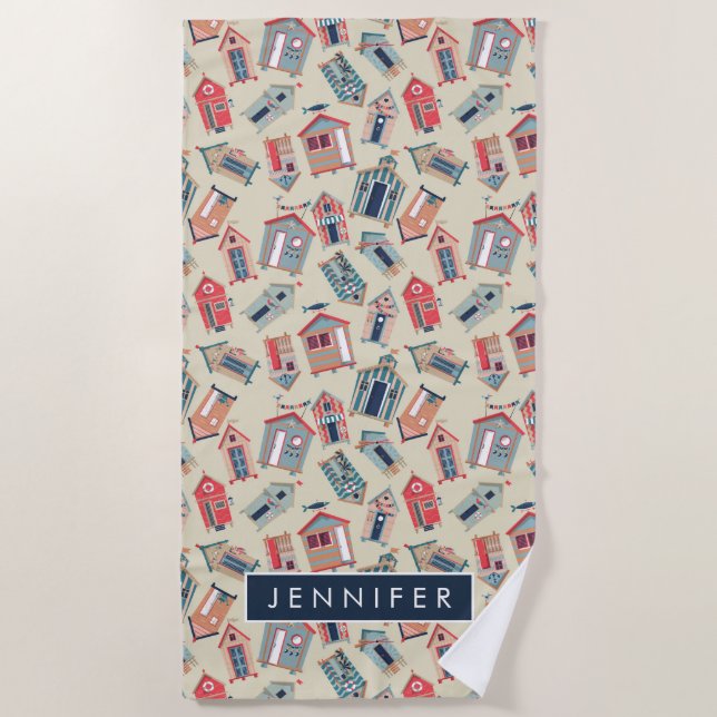 Toalla De Playa Añada su modelo conocido de la choza de la playa (Anverso)