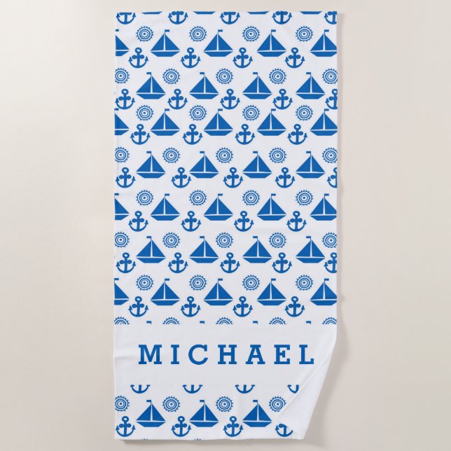Toalla De Playa Añada su modelo conocido del barco de vela del (Anverso)