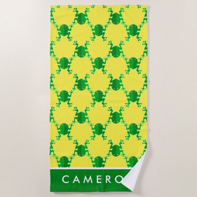 Toalla De Playa Añada sus ranas el | lindas conocidas del dibujo (Anverso)