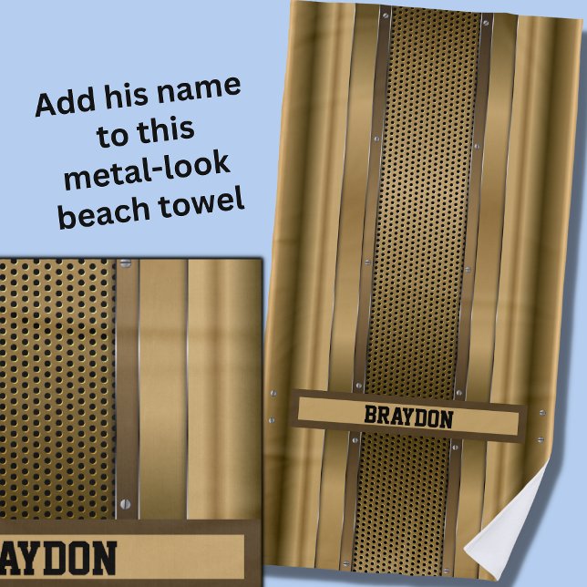Toalla De Playa Añadir el nombre Brown Tan Beige Textura metálica (Subido por el creador)