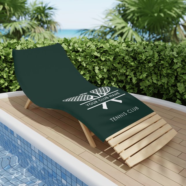 Toalla De Playa Añadir el nombre del club Tennis Team Green (Lawn Tennis Club White Logo Green Beach Towel)