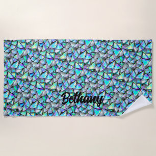 Toalla De Playa Añadir nombre, Cristal Shard Perlescent Iridescent