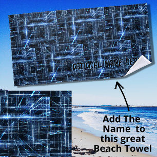 Toalla De Playa Añadir nombre, luz de abstracto azul eléctrico sob
