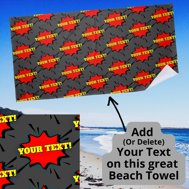 Toalla De Playa Añadir nombre o texto Rojo Amarillo pop arte estal (Subido por el creador)